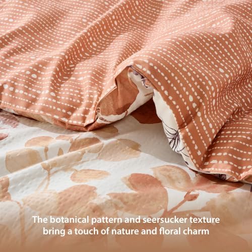 Lightweight Seersucker Botanical Comforter Set Twin Size, 2 Pieces Reversible - Image 6