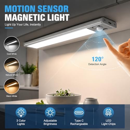 4Pack Aluminum Under Cabinet Lighting, 10inch Rechargeable Ultra-Thin Magnetic - Image 2