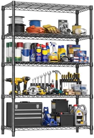5-Tier Garage Shelving Unit, Heavy Duty Metal Wire Shelving by IZEUK