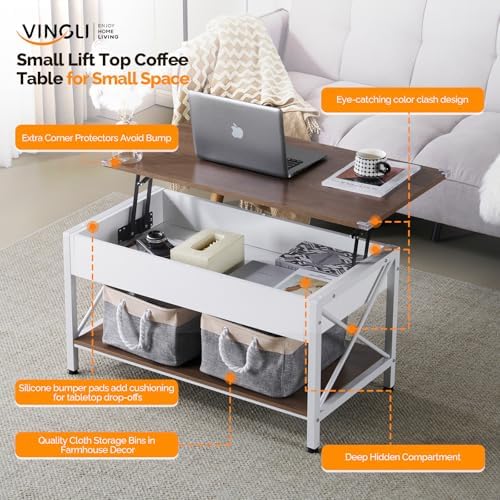 VINGLI 36" Small Lift Top Coffee Table - Image 4