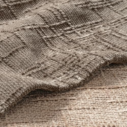 MIULEE Chenille Textured Throw Pillow Covers Taupe Grey 20x20 Set of 2 - Image 2