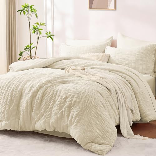 Cream White Full Size Comforter Sets by FUANNA