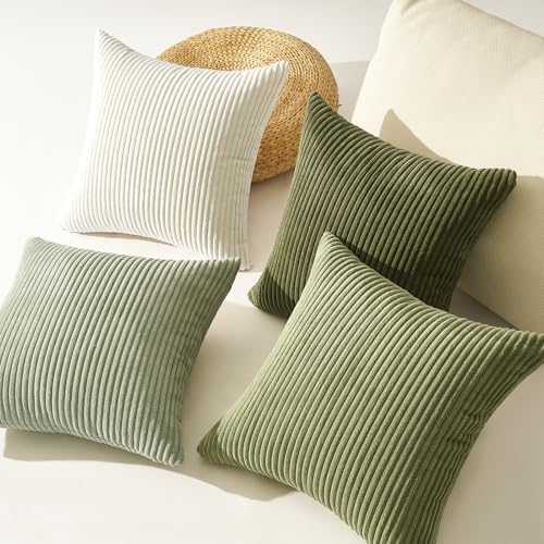 Topfinel Boho Farmhouse Green White Throw Pillow Covers 16x16 Inch Set of 4 - Image 6