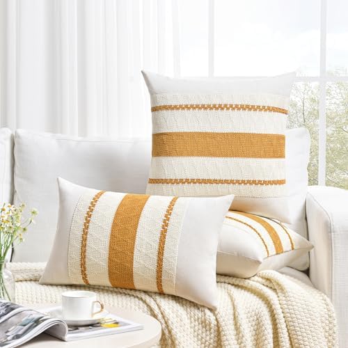 Fancy Homi Set of 1 Mustard Yellow Fall Decorative Throw Pillow Cover 18x18 Inch - Image 6