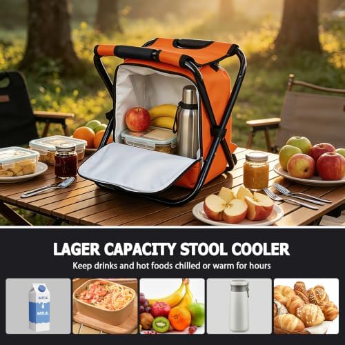Folding Stool Backpack Cooler, Camping Fishing Chair - Image 5