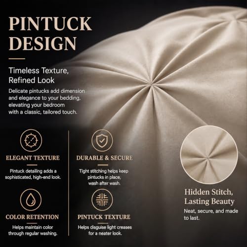 CozyLux Full Size Comforter Sets Wheat, 7 Pieces Pintuck Bed in a Bag - Image 3
