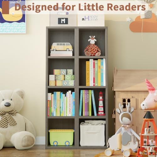 Zenira 4-Tier Bookcase, 4 Cube Storage Organizer, Narrow Bookcase - Image 5