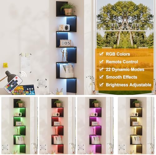 5-Tier Tall Corner Shelf with LED - Image 6