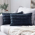 MIULEE Boho Linen Striped Lumbar Throw Pillow Covers 12x20 by MIULEE