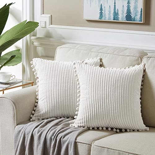 Fancy Homi 24x24 Pillow Covers, Super Soft Corduroy Square Solid Cushion Cover - Image 6