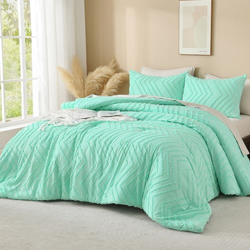 Andency Mint Green Comforter Set Queen Size, 3 Pieces Boho Bed Set - Image 6