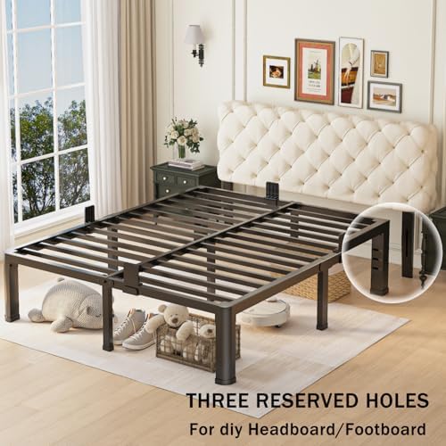 10 inch Queen Bed Frame with Round Corner Legs and Headboard Hole Mattress - Image 4