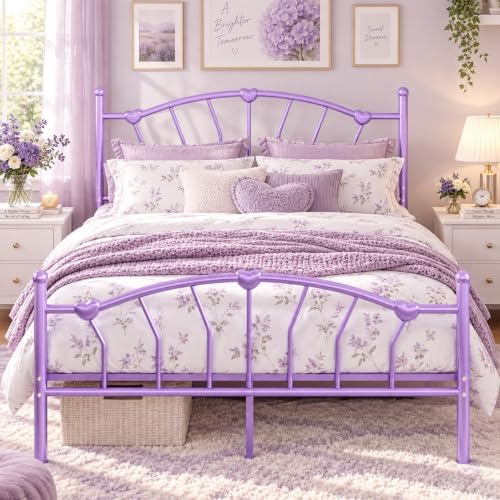 IMMERSTABLE Queen Metal Bed Frame, Heart-Shaped Platform Bed by IMMERSTABLE
