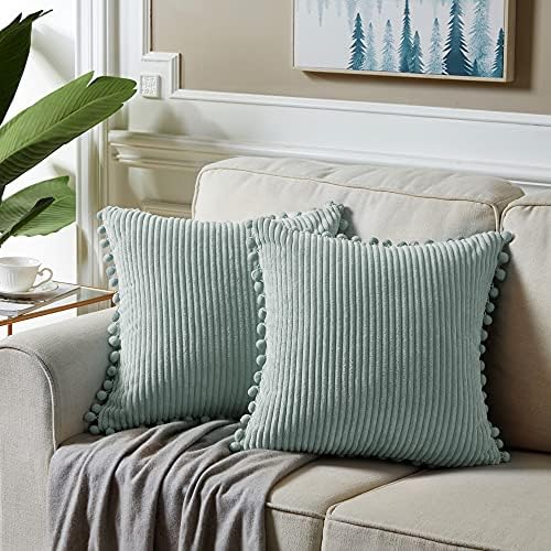 Fancy Homi 24x24 Pillow Covers, Super Soft Corduroy Square Solid Cushion Cover - Image 6
