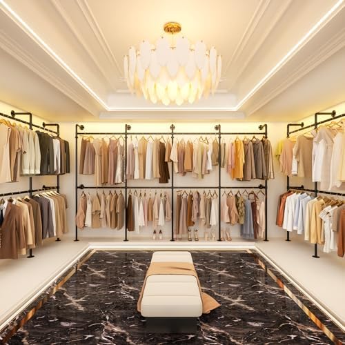 Aheaplus Industrial Pipe Clothing Rack, Reversible 13FT Clothes Rack - Image 4