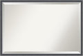 Amanti Art Black Bathroom Mirror for Over Sink, 26x38 Eva Black Silver Thin Rectangle Vanity Mirror, Large Modern Frame, Hangs Horizonally and Vertically, Bathroom Wall Decor, Beveled Edge