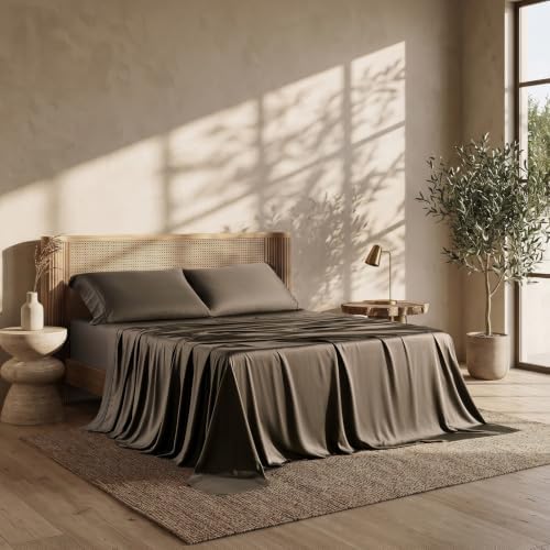 EverGrace 100% Rayon from Bamboo Sheet Set, King Size, Dark Brown - Image 2