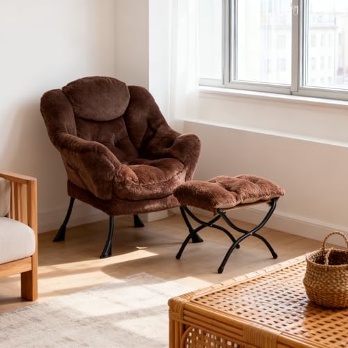 HollyHOME Lazy Chair with Foldable Ottoman, Accent Comfy Lounge Armchair and - Image 2