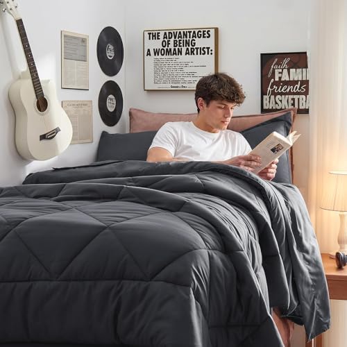 HEVUMYI 5-Piece Twin XL Comforter Set, Dark Grey Bed in a Bag - Image 5