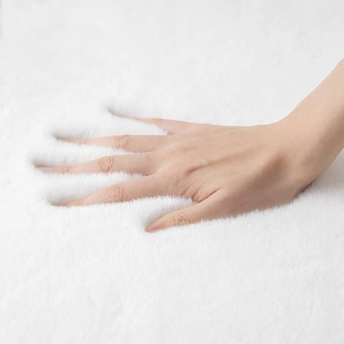 ORINOVA White Shaggy Bunny Fur Rugs - Image 7