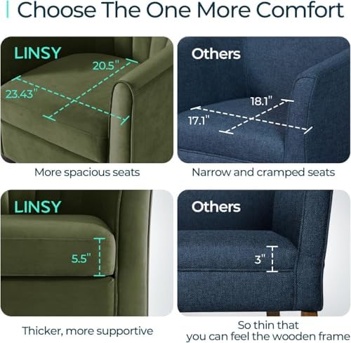 LINSY Accent Chair with Ottoman, Modern Armchair Comfy Barrel Reading Chair - Image 5