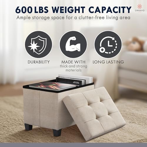 Ornavo Home Small Rectangle Storage Ottoman - Image 3