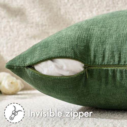 MIULEE Moss Green Chenille Couch Throw Pillow Covers - Image 3