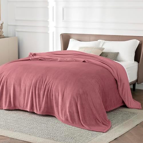 Bedsure GentleSoft Fleece Bed Blankets Queen Size Dusty Rose - Image 2