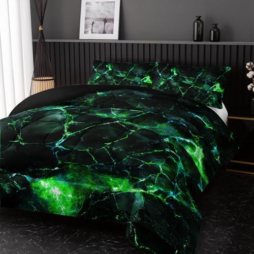 Green Comforter Set King Size，Green Marble Bedding Set 3 Pcs Bedding - Image 4
