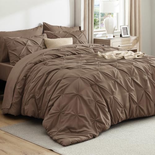 Bedsure Twin Comforter Set & Sheet Set, 5-Piece Brown Bedding Set by BEDSURE