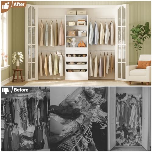 Aheaplus Closet System, 3.4-7FT Wood Closet Organizer - Image 6