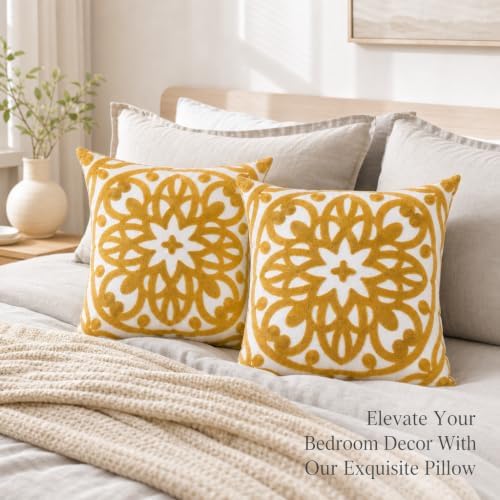 Alysheer Boho Embroidered Throw Pillow Cover 18"x18" - Image 3