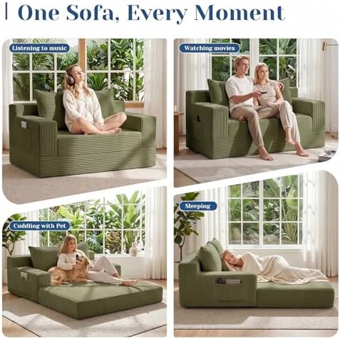 Convertible Sofa Bed, Small Boneless Couch & Boneless Loveseat, Pull Out Couch - Image 4