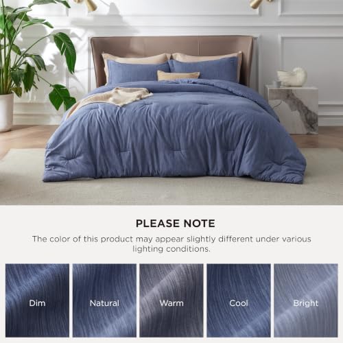 Bedsure Queen Comforter Set Infinity Blue, Cationic Dyed Bedding Set 3 Pcs - Image 6