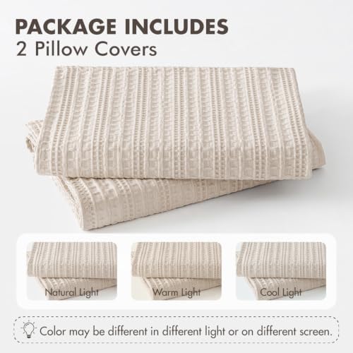 Decorative Waffle Throw Pillow Covers 20x20 Cream 2 Pack - Image 7
