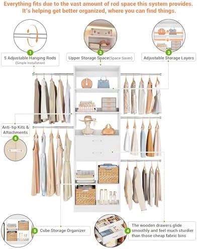 Besiost Small Closet System 3.2-6.8FT Closet Organizer - Image 5