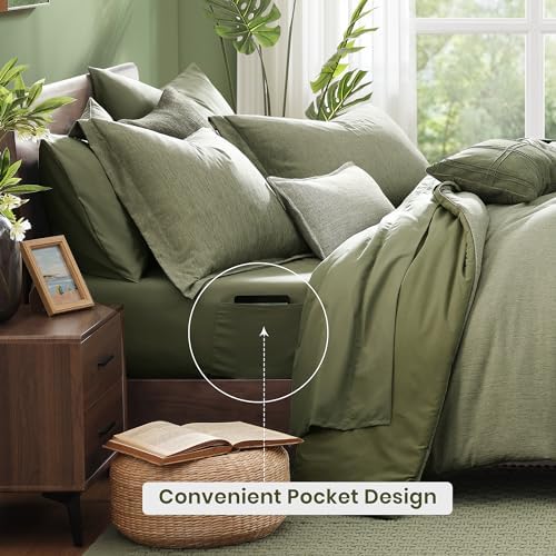 Monbix Oversized Queen Comforter Set Sage Green 7 Pieces Bed in a Bag - Image 4