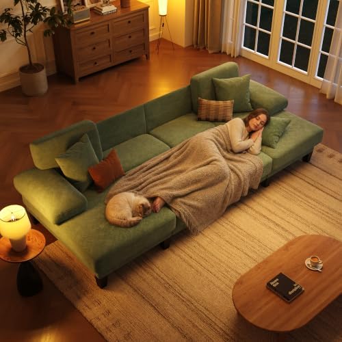 112'' U Shaped Sectional Couch, Sleeper Sofa - Image 4