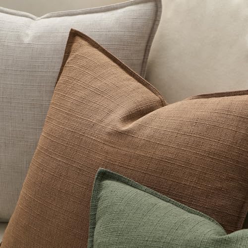 MIULEE Thick Textured Euro Sham Throw Pillow Covers 26x26 Inch Brown Sugar - Image 3