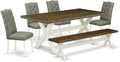 East West Furniture X077EL207-6 6 Piece Kitchen Table & Chairs Set Contains a Rectangle Wooden Table and 4 Gray Linen Fabric Parson Chairs with a Bench, 40x72 Inch, Multi-Color