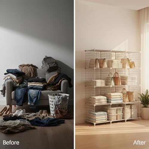 12-Cube Storage Organizer Metal Wire Shelf - Image 4