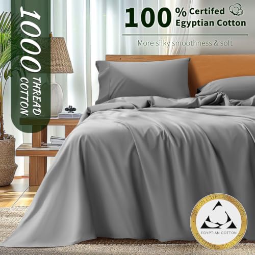 100% Egyptian Cotton Sheet Set 4 Piece, Luxury 1000 Thread Count - Image 2