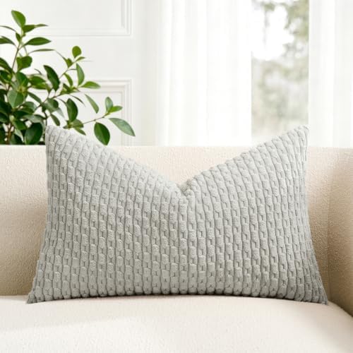 Kevin Textile Soft Corduroy 16"x26" Lumbar Pillow Cover 1 Pack, Light Grey by KevinTextile