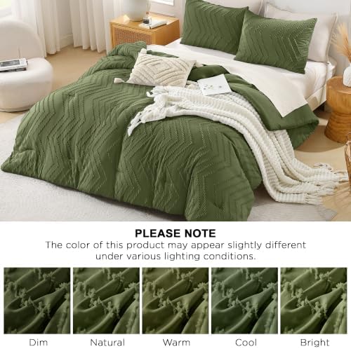 Andency Dark Olive Green Comforter Set Full Size, 3 Pieces Soft Bedding Set - Image 6