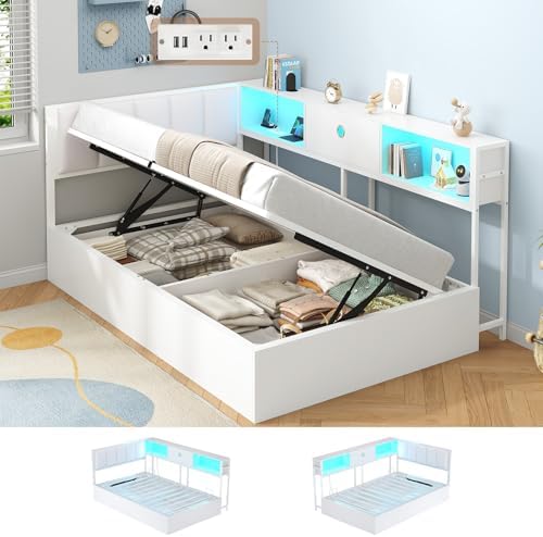 Hasuit Corner Twin Lift Up Storage Bed Frame by Hasuit