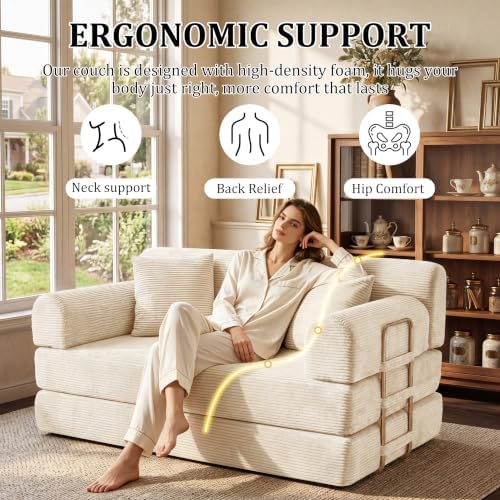 Convertible Futon Sofa Bed, Boneless Couch - Image 5