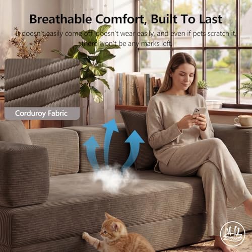 79" Convertible Futon Sofa Bed, Boneless Couch - Image 4