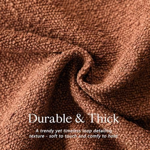 Foindtower Decorative Textured Boucle Throw Pillow Cover 20x20 Burnt Orange - Image 2
