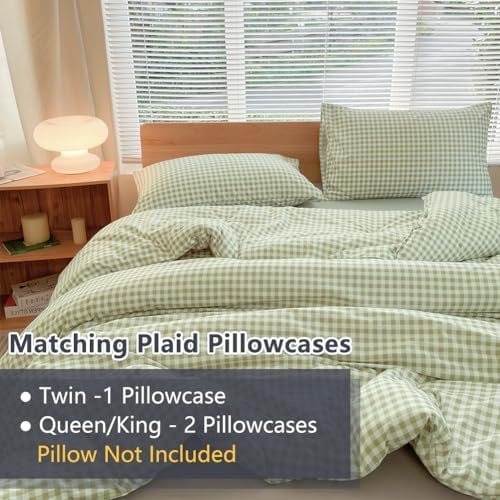 NSNLGSGC Comforter Set, Sage Green Gingham, Twin Size, 2 Pieces - Image 6