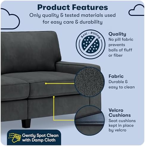 Serta Palisades 73" Track Arm Sofa, Easy Care Polyester, Soft Pillow Back - Image 3